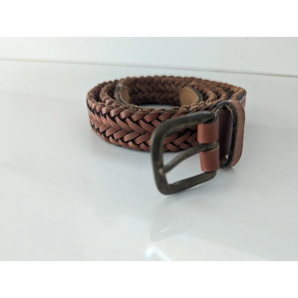 Vintage Leather Braided Belt Mens Size 36